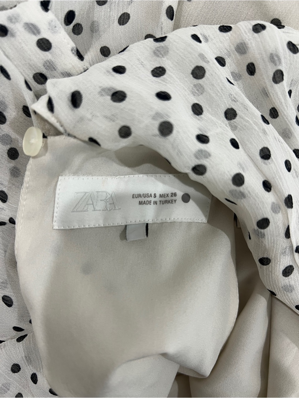 NWOT Zara Cream Polka-Dot High Neck Midi Dress - Picture 4 of 4